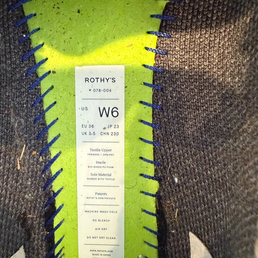 Rothy's Gray Wool Slip-On with Cream Sherpa Insole - Picture 5 of 5